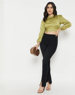 HygienicCoating Madame Apple-Green Crop Top