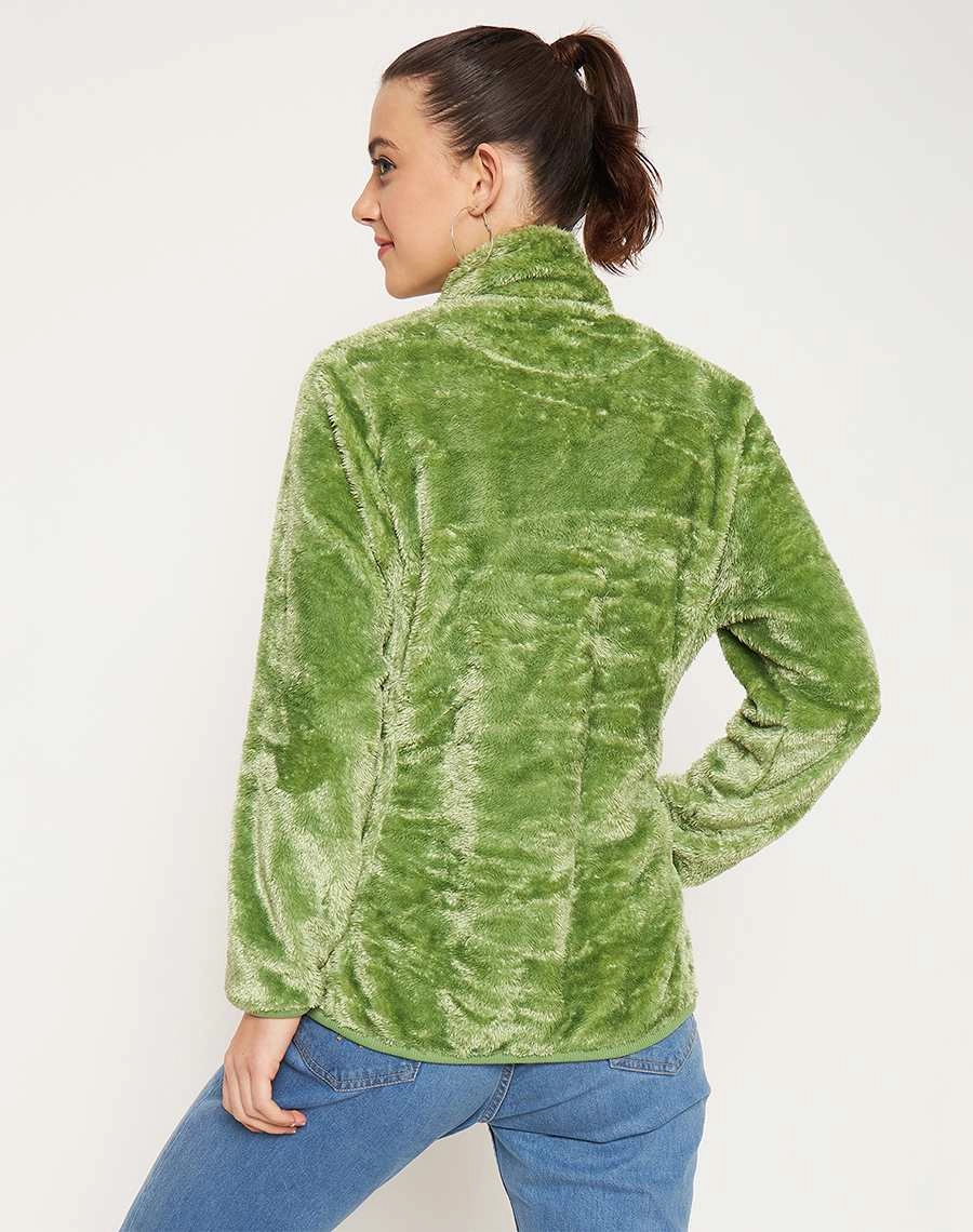 product clip convenience Ribbed Cuffs Madame Applegreen High Neck Sweatshirt