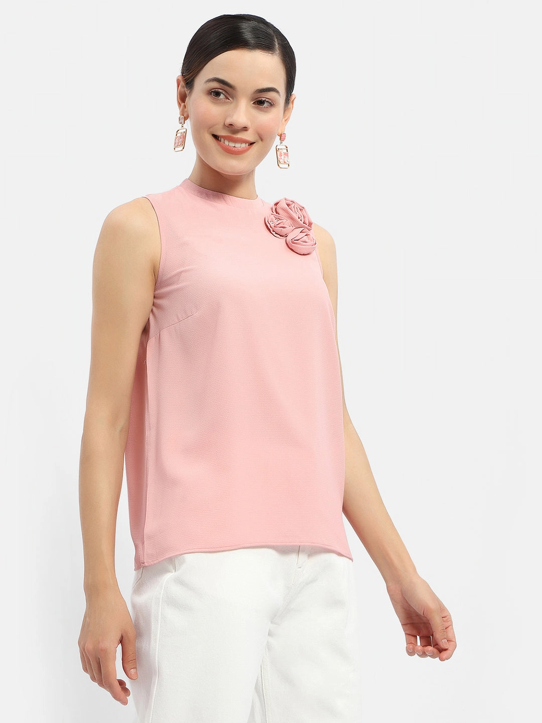 Bluesign Approved Material Madame Applique Adorned Pink Shimmer Top