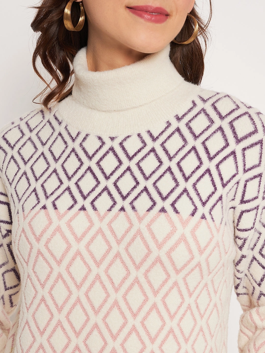 Cozy Appeal Madame Beige High Neck Sweater