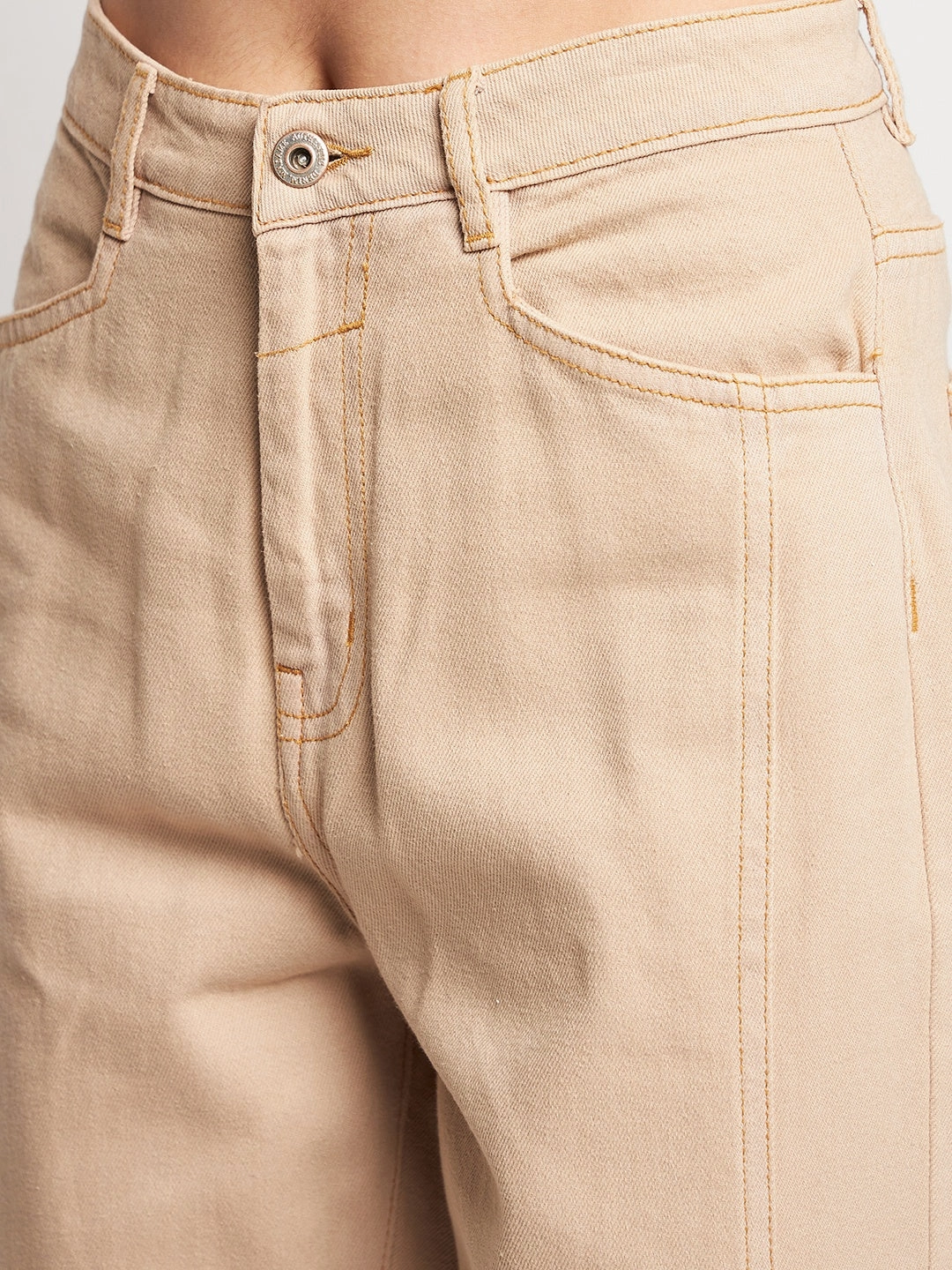Madame Beige Straight Fit Denim Casual Smart Casual Unisex Wear