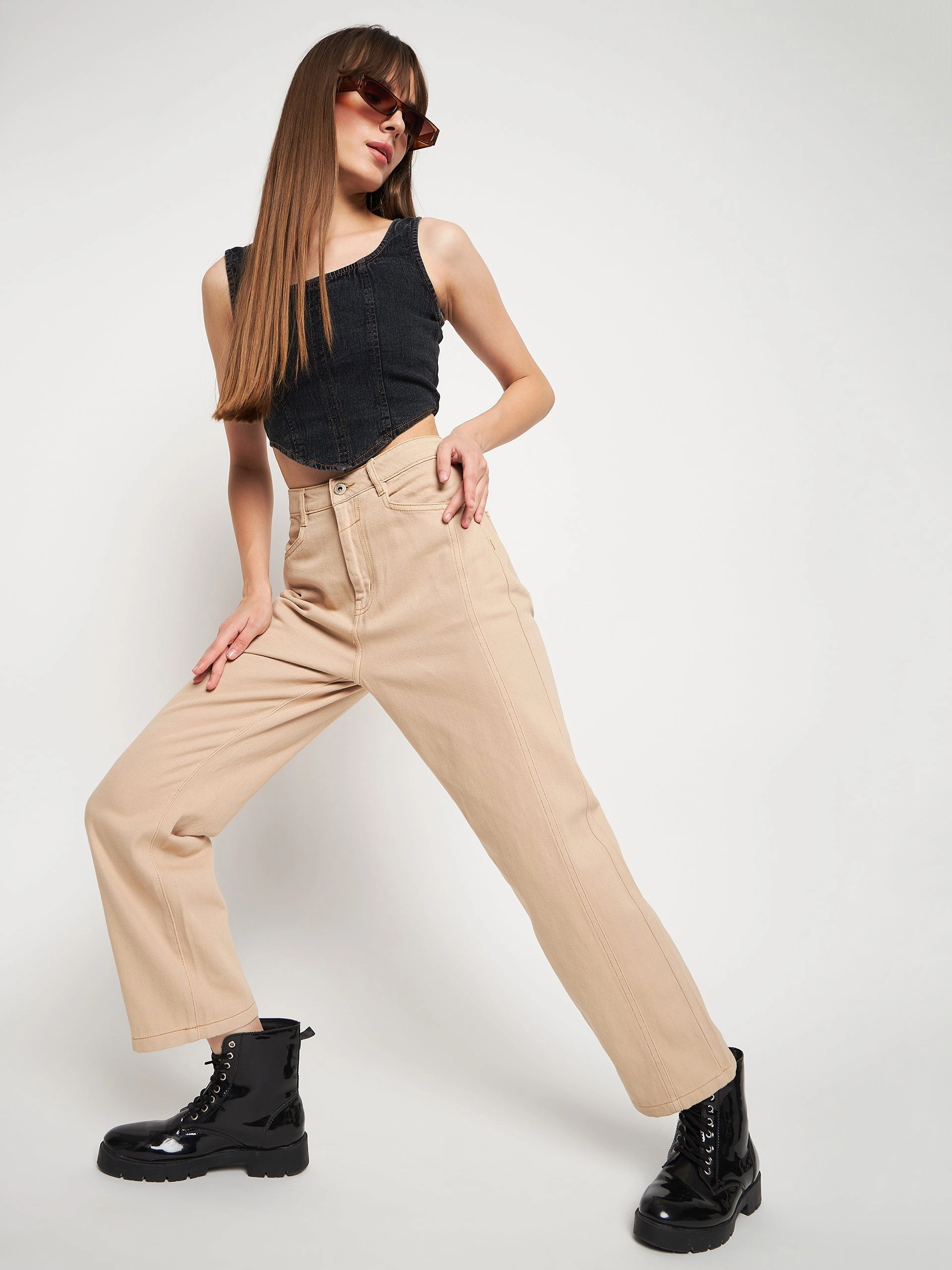 Madame Beige Straight Fit Denim All Day Use Sustainable Creative Look