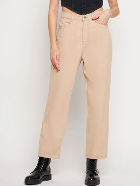 Madame Beige Straight Fit Denim Morning Stroll Outdoor Adventure Date Night