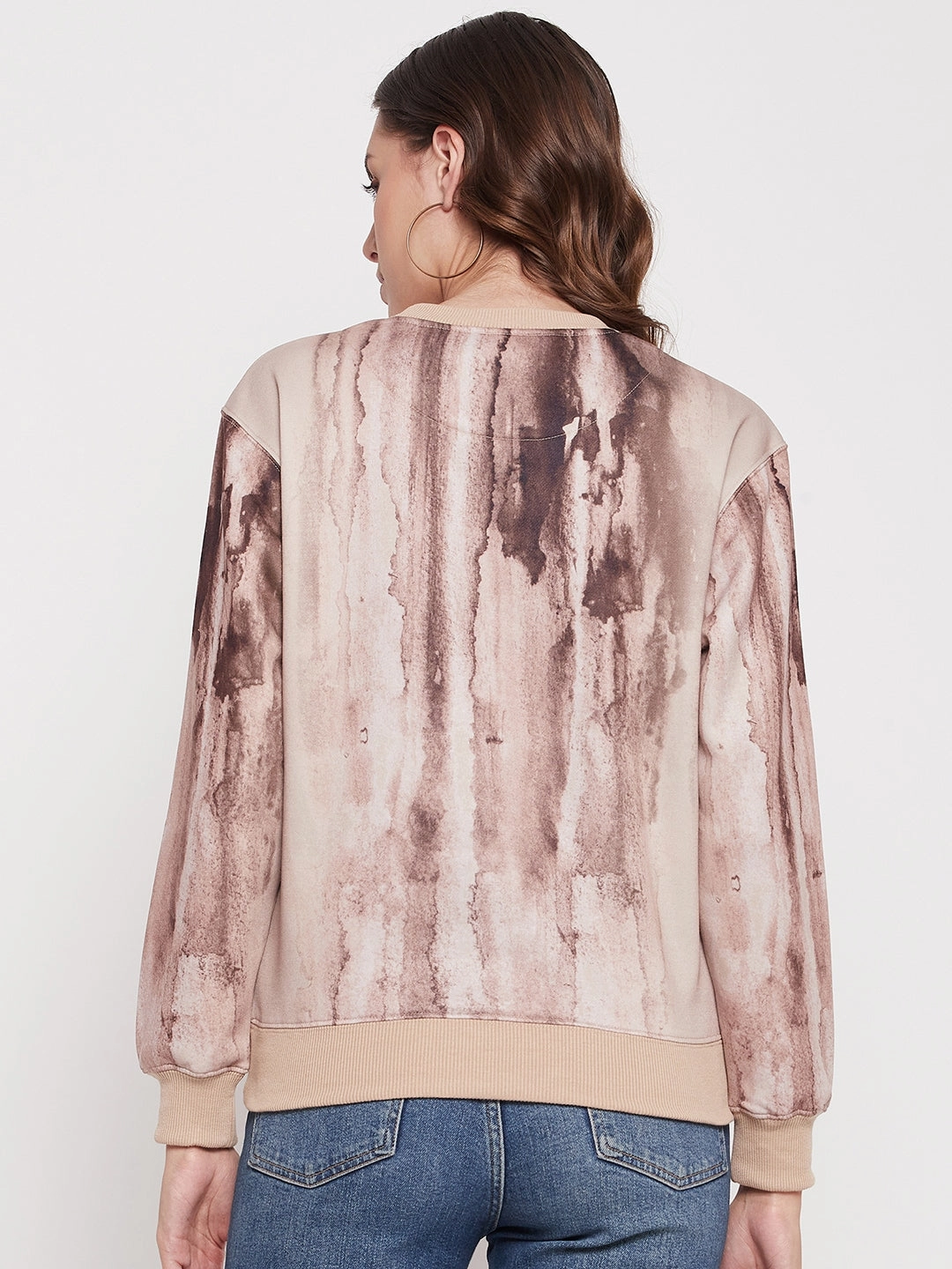Madame Beige Tie-Dye Sweatshirt Tailored Fit sporty wear