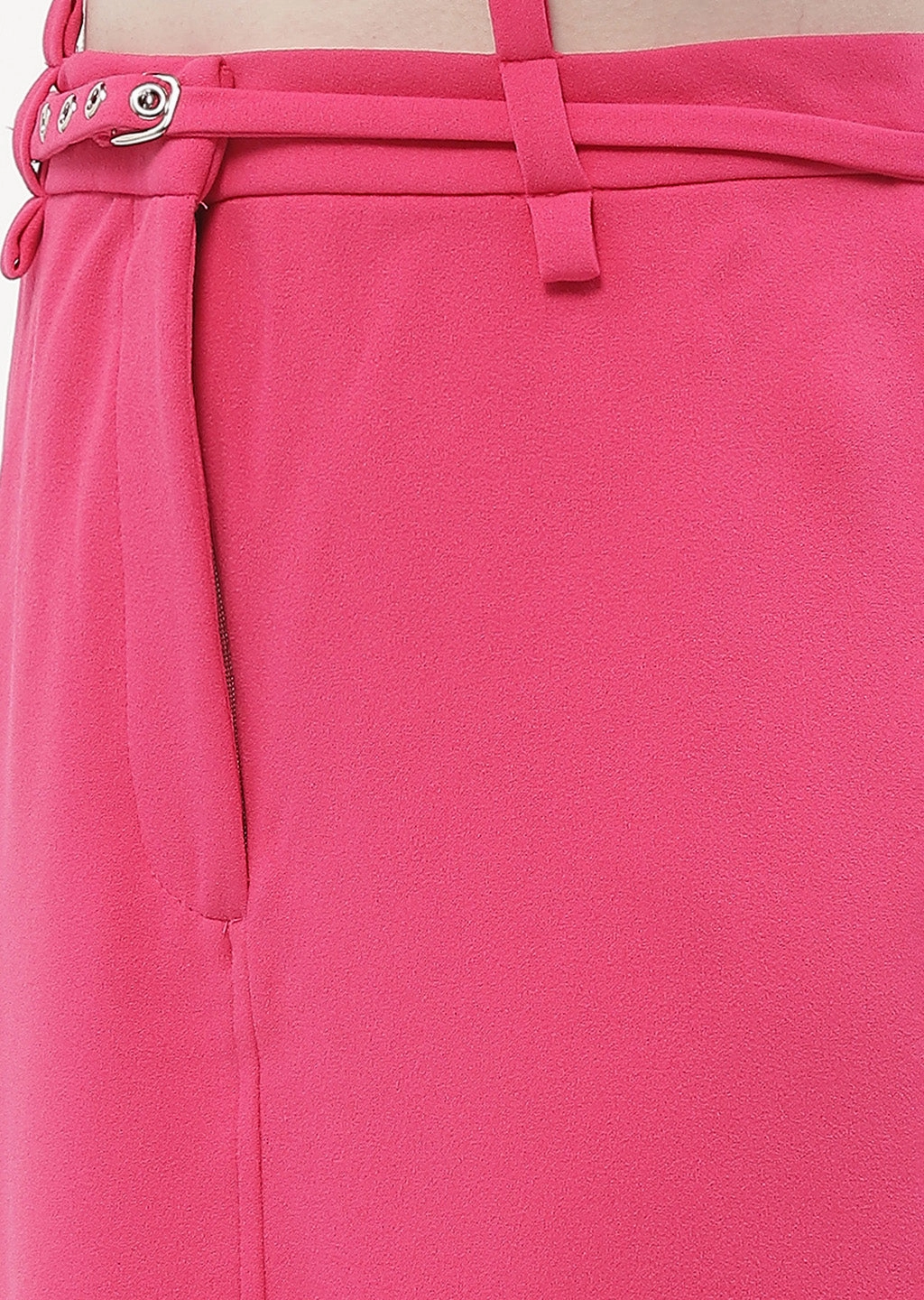 Madame Belted Waisted Hot Pink Pencil Skirt Non see through Minimalist fashion