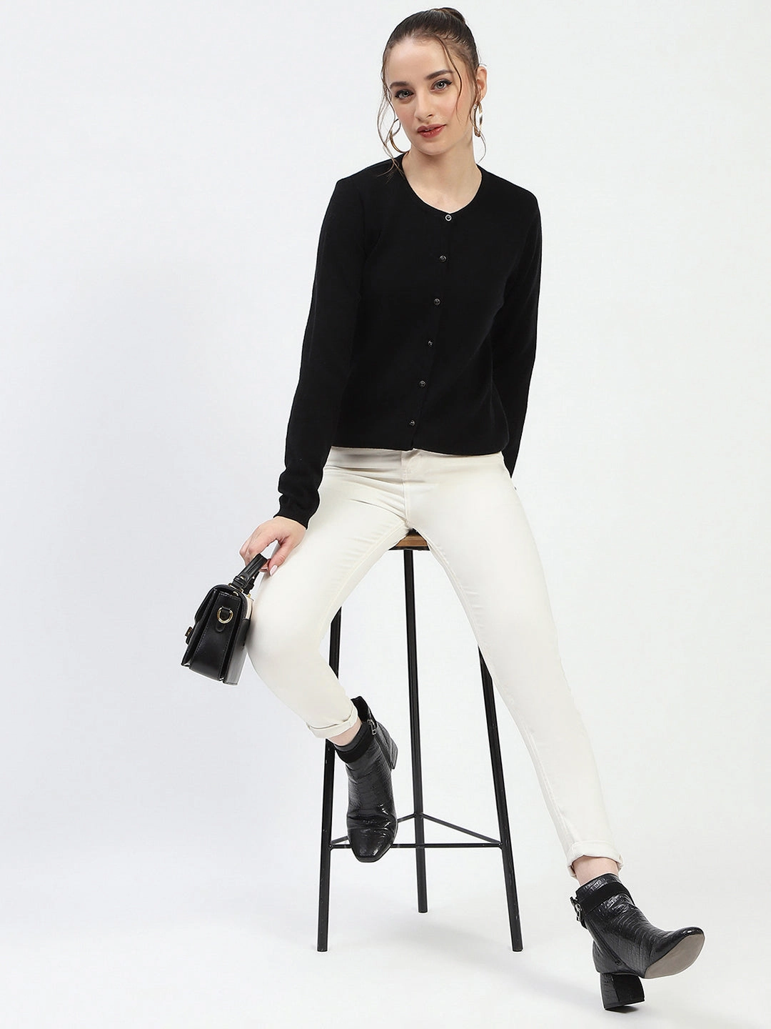 ShockAbsorbing Madame Black Button-Up Cardigan