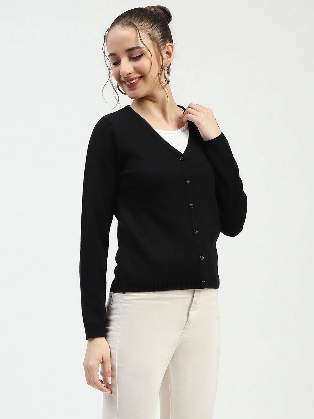 FeatherlightConstruction Madame Black Button-Up Cardigan