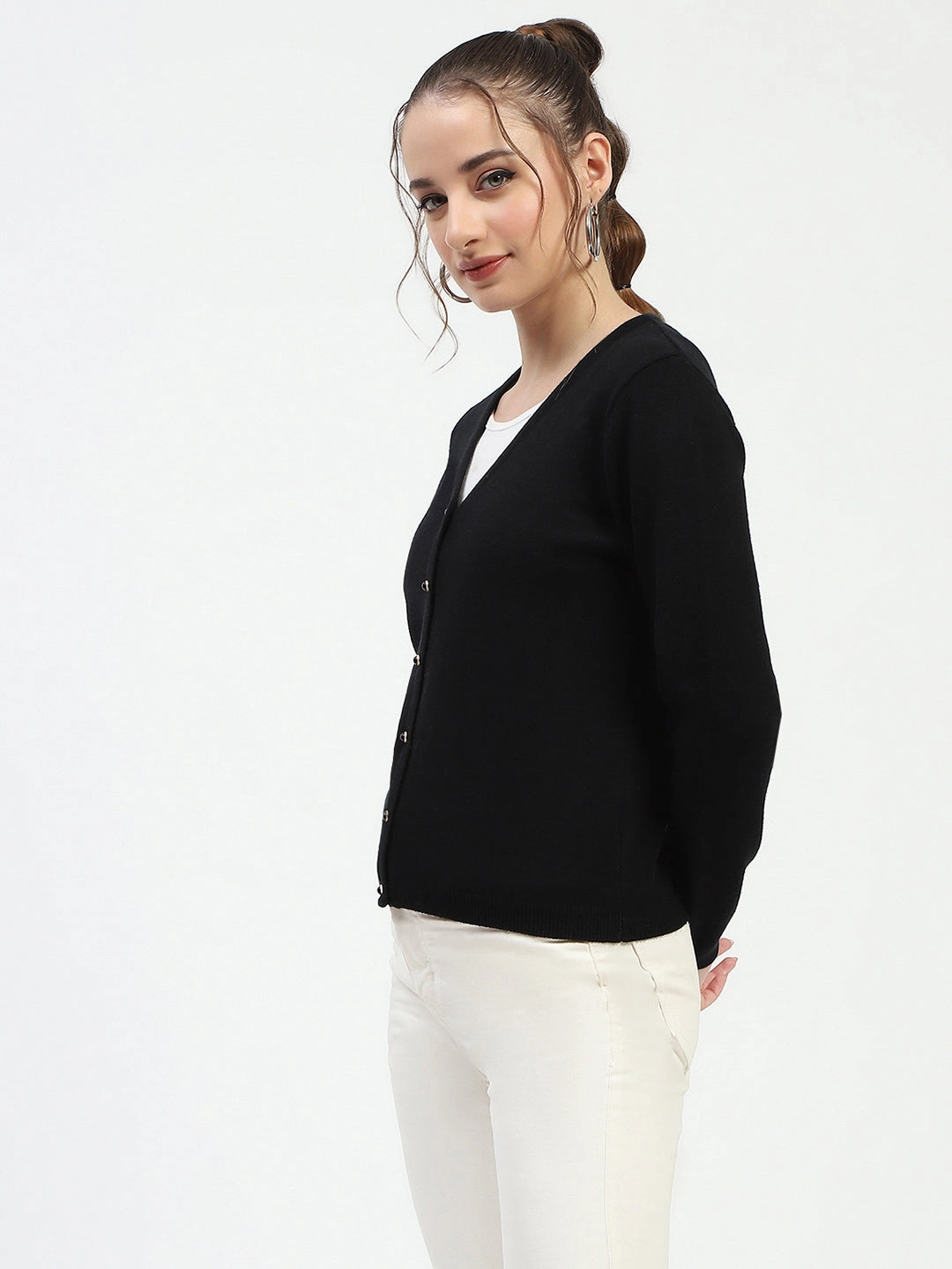 Printed Blouse Madame Black Button-Up Cardigan