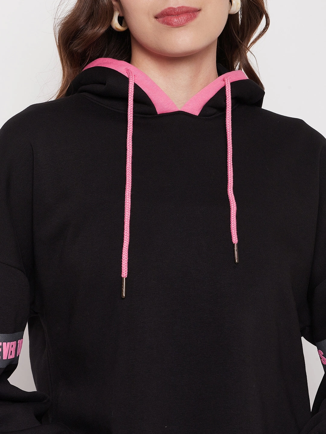 product yoga friendly flexibility Madame Black Hooded Sweatshirt