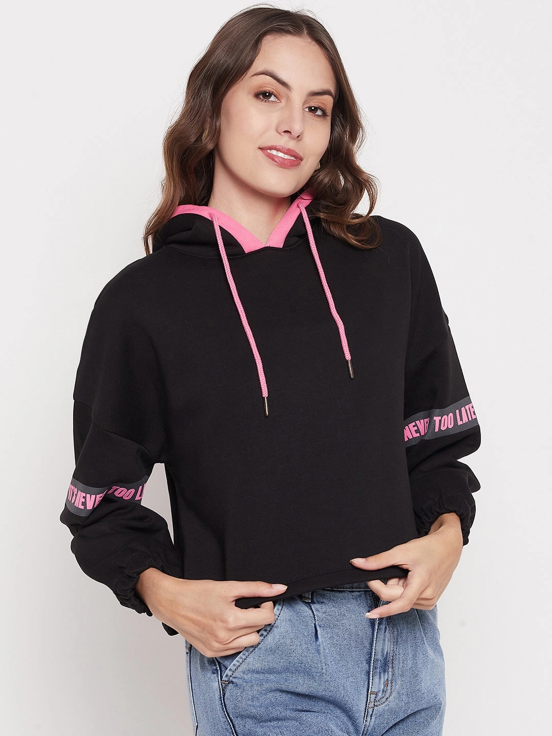 Madame Black Hooded Sweatshirt Weekend Bold Easy iron