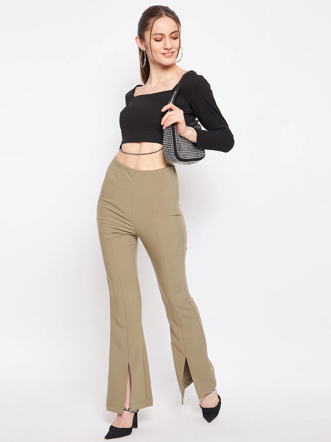 Madame Black Square Neck Top OdorResistantTechnology Vintage Shirt