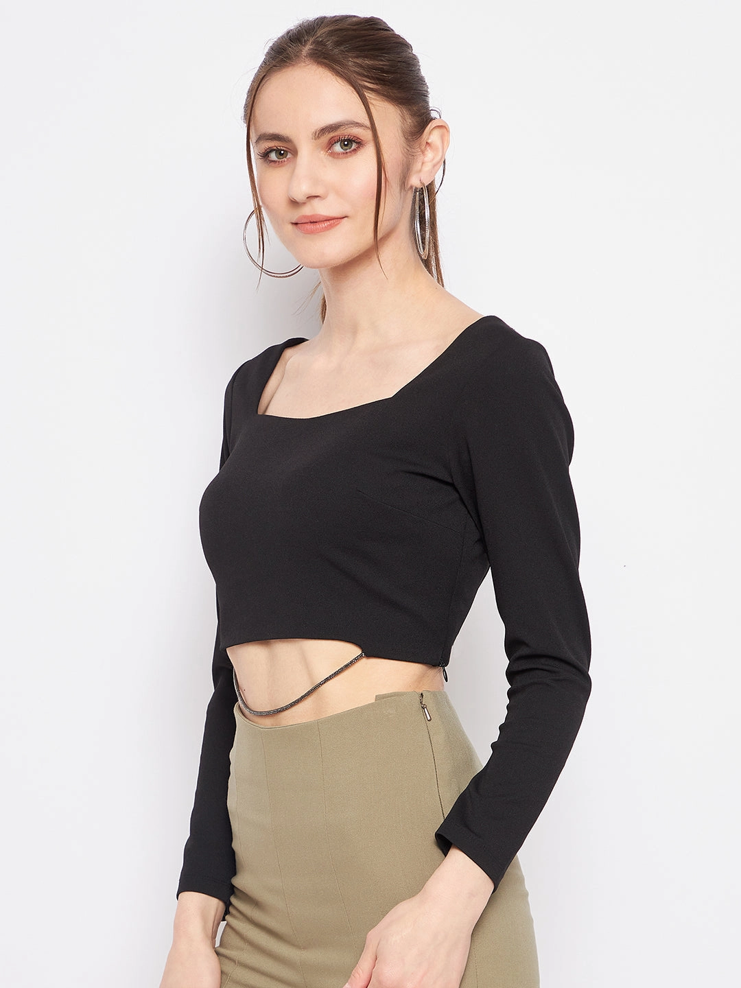 Madame Black Square Neck Top Bold Design