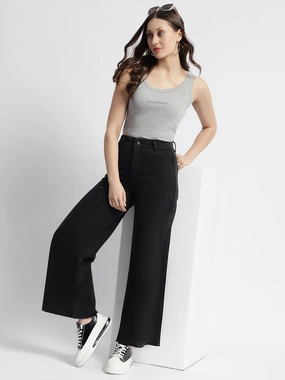 Lightweight Urban Explorer Madame Black Wid Leg High Rise Jeans