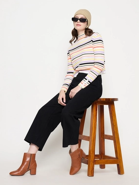Madame Black Wide Leg Cotton Blend Denim Timeless casual