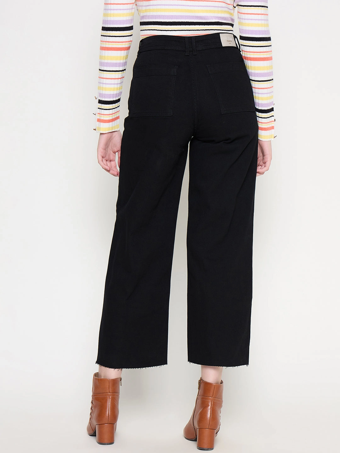 On-the-Go Look Madame Black Wide Leg Cotton Blend Denim