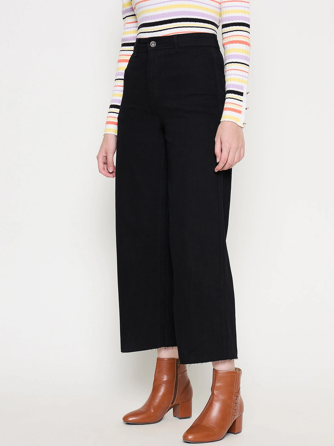 Odor Control Tech Madame Black Wide Leg Cotton Blend Denim