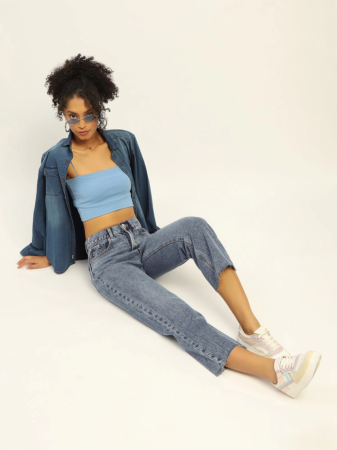 Madame Blue Boyfriend Fit Cotton Denim Minimal Fit