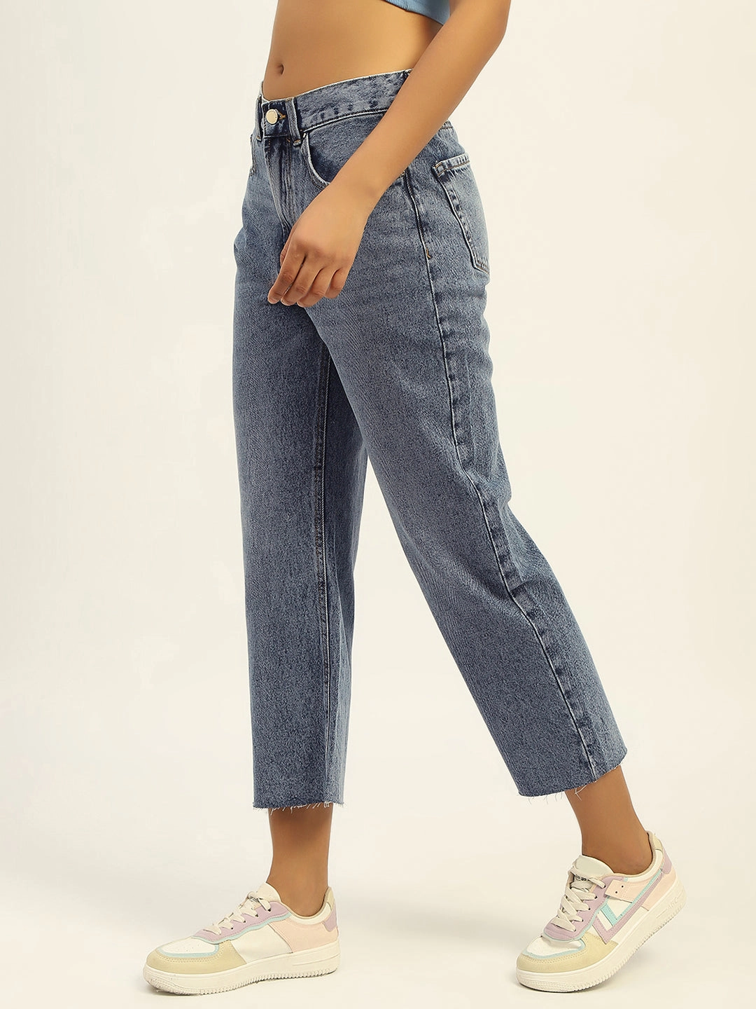Everyday Loose Music Event Classic Comfort Madame Blue Boyfriend Fit Cotton Denim