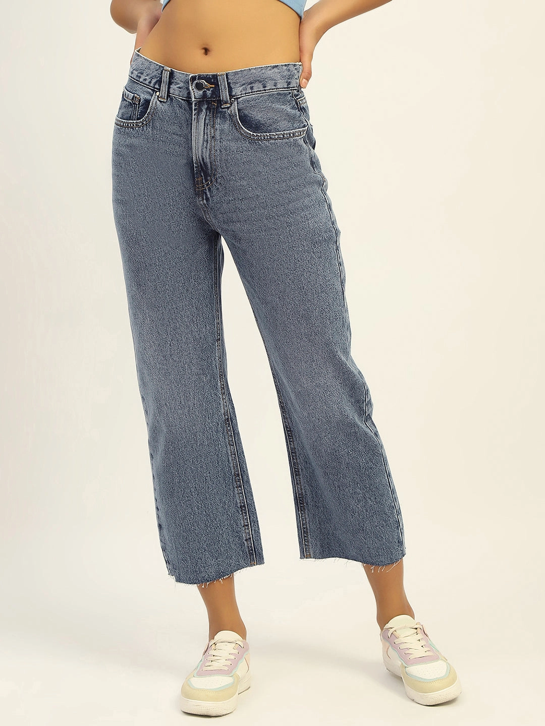 Madame Blue Boyfriend Fit Cotton Denim All Around Wear Anytime