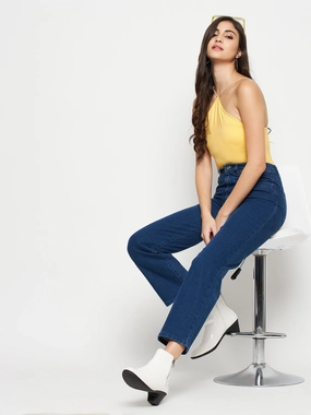 Madame Blue Denim Work Meeting Trendy Modern Minimalist Flawless Look