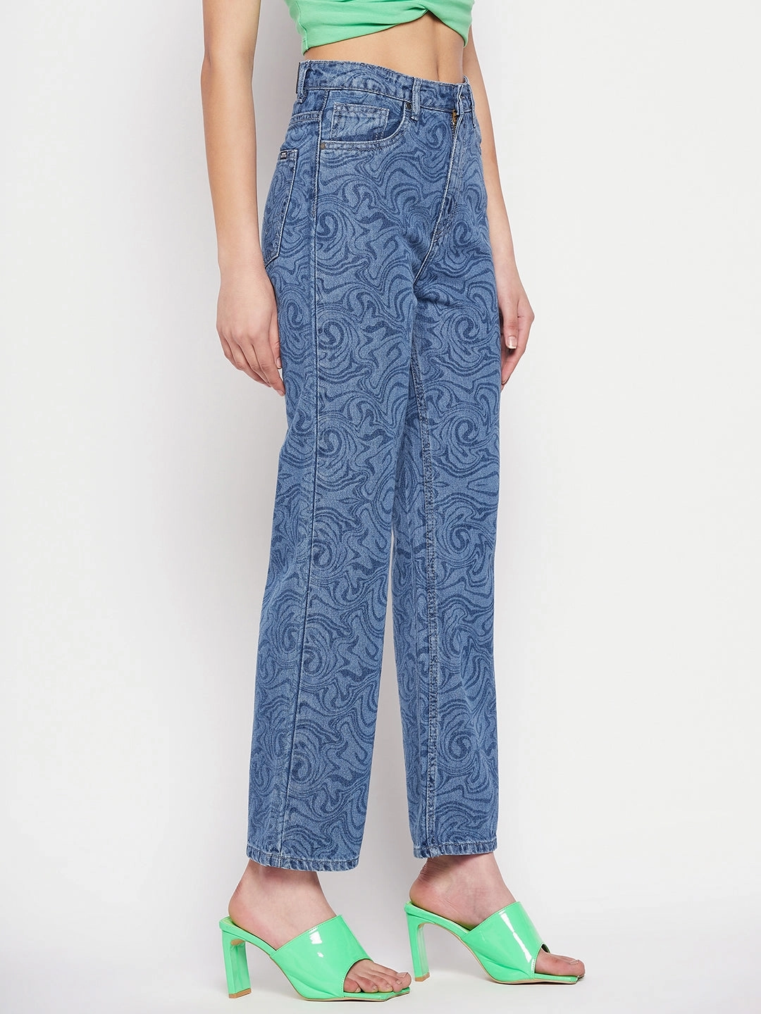 Madame Blue Printed Denim Always Ready