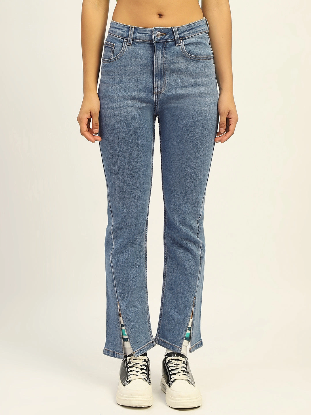 Madame Blue Straight Fit Cotton Denim Customizable length Contemporary Fit