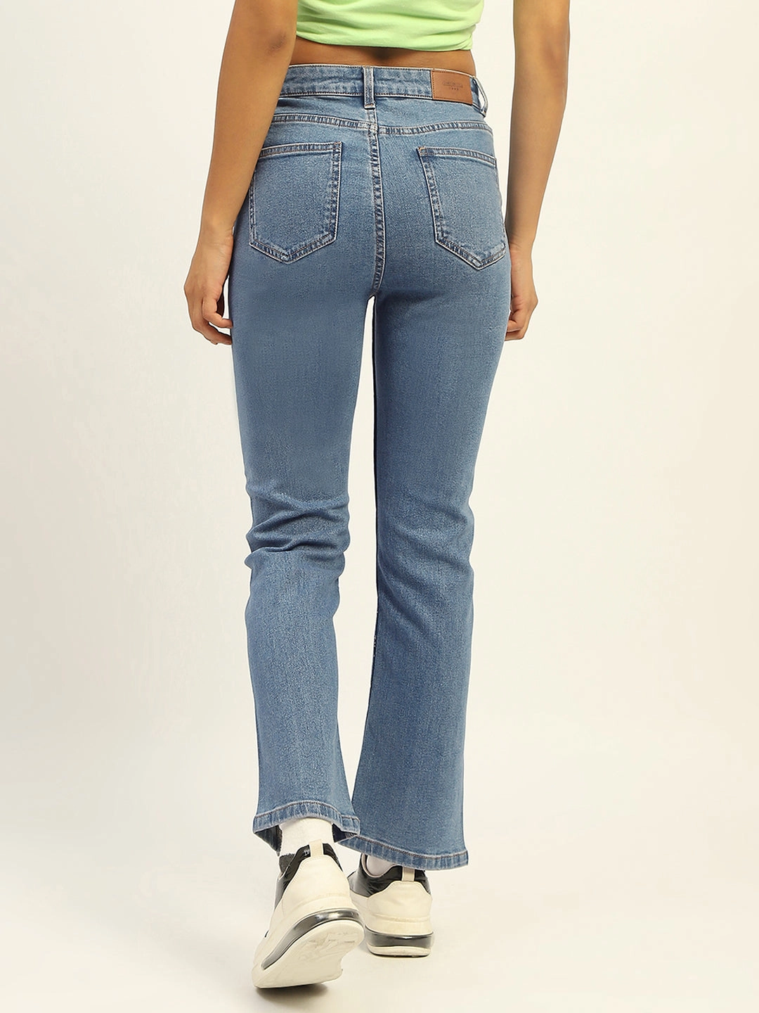 Madame Blue Straight Fit Cotton Denim Casual Classic Creative Look Elegant Road Trip