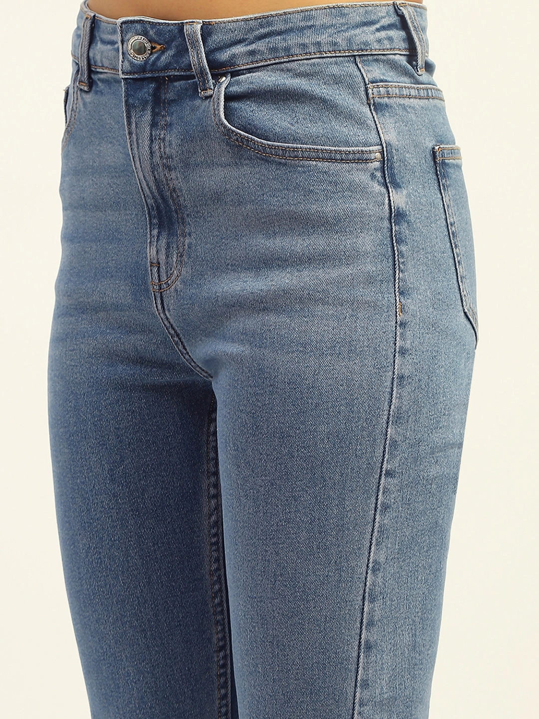 Madame Blue Straight Fit Cotton Denim standard fit Spring Mood Smooth Work Meeting