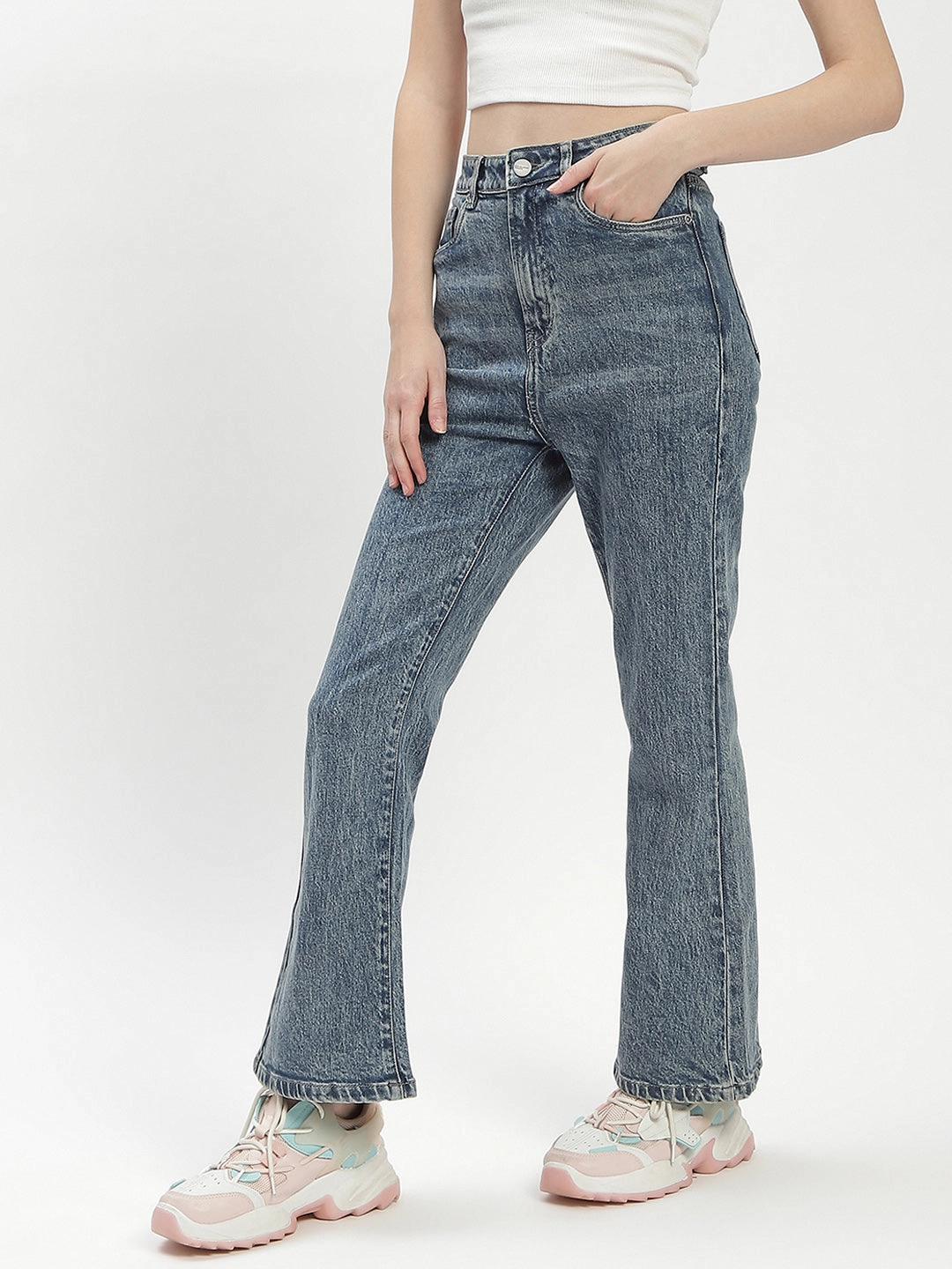 Fashion Focus Balanced Wardrobe Madame Blue Whiskered Flared Jeans