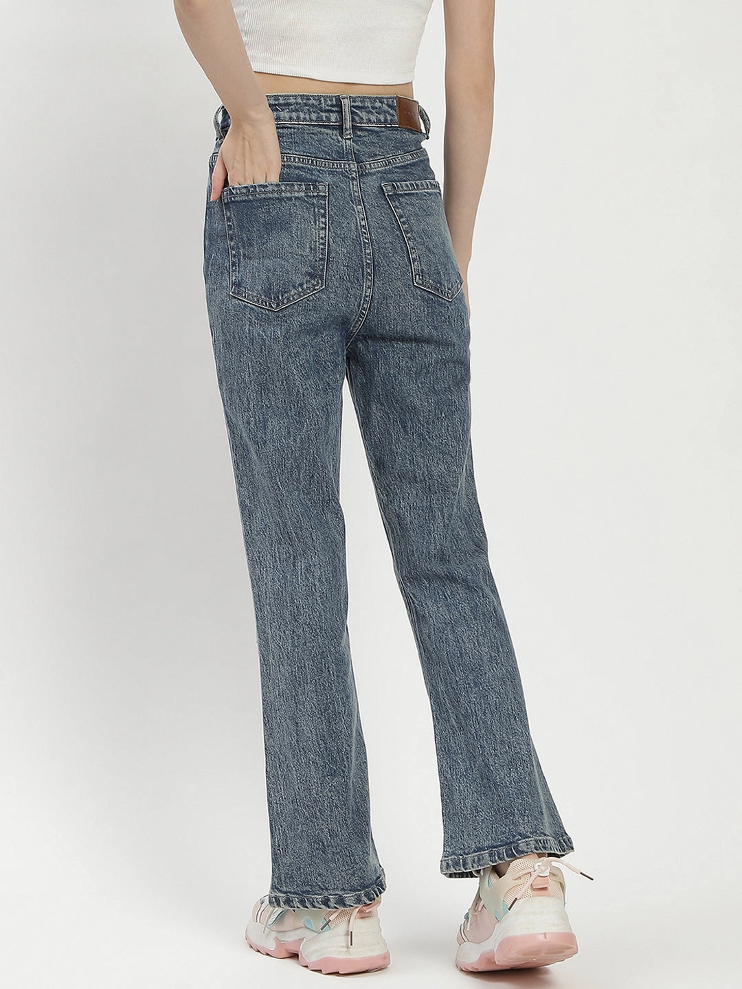 Outdoor Adventure Stylish Madame Blue Whiskered Flared Jeans