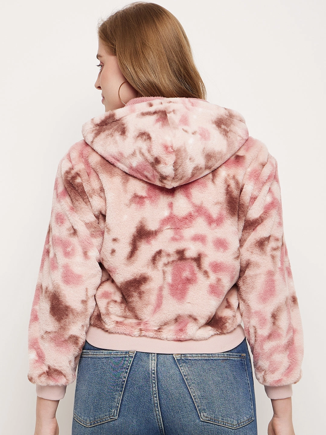 goes with leggings Comfy Layer Madame Blush Fleece Tie-Dye Hooded Sweatshirt
