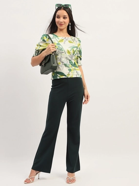 Luxurious Feel Bluesign Approved Material Madame Botanical Print Cotton Lime Top