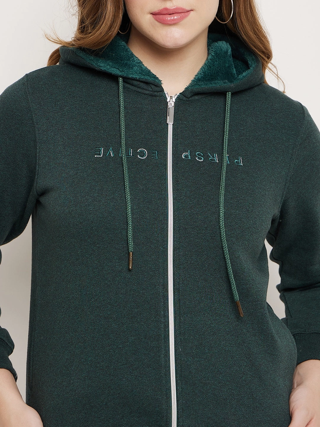 Madame Bottle Green Hood Neck Sweatshirt Cool Style logoed