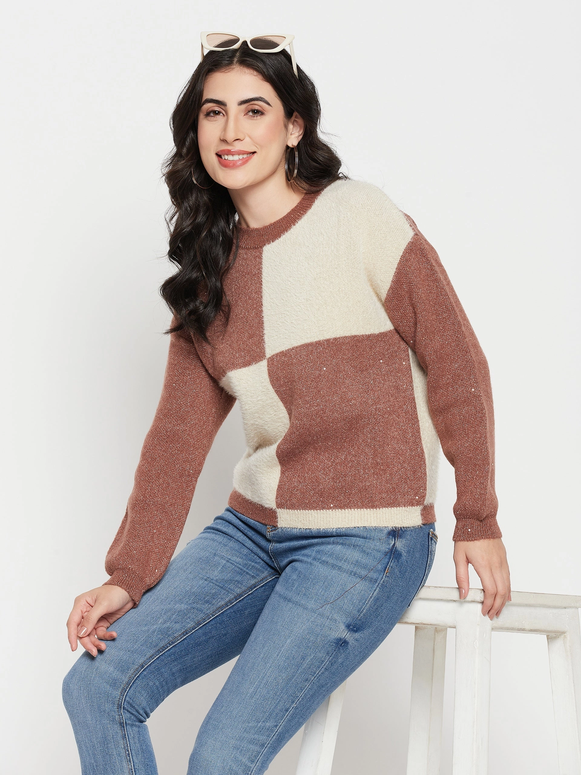 Madame Brown Round Neck Sweater Minimal Bulk