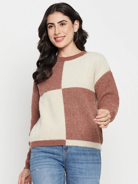 Madame Brown Round Neck Sweater Roomy Comfort
