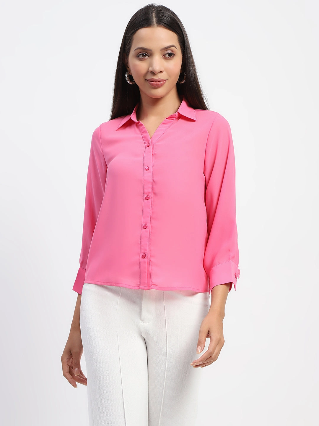 Madame Button-Down Collared Pink Shirt City Exploration