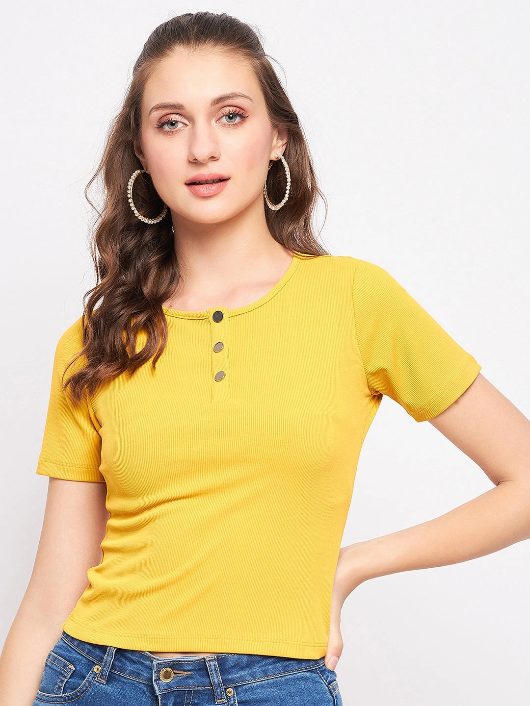 LowProfileSeams Madame Casual Mustard Cotton Top