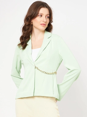 Weight Distribution System Madame Chain Adorned Mint Green Blazer