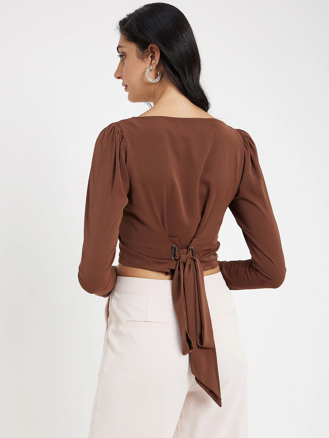 Madame Chocolate Crop Top Adjustable Hem