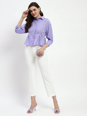Iconic look Madame Cinched Waist Lilac Shirt