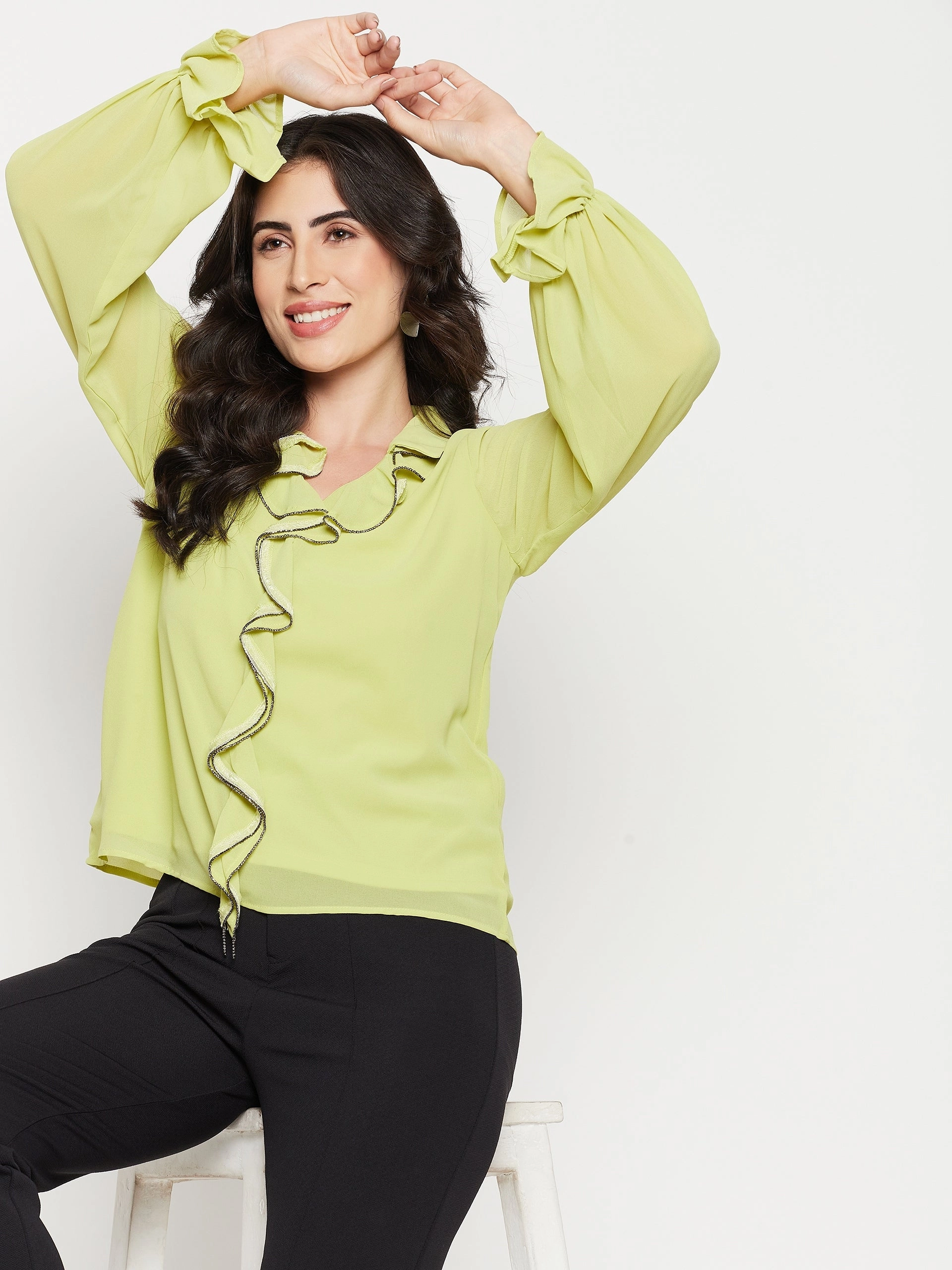 AllDay Comfort SoftTouchFinish Madame Citrus Ruffled Top