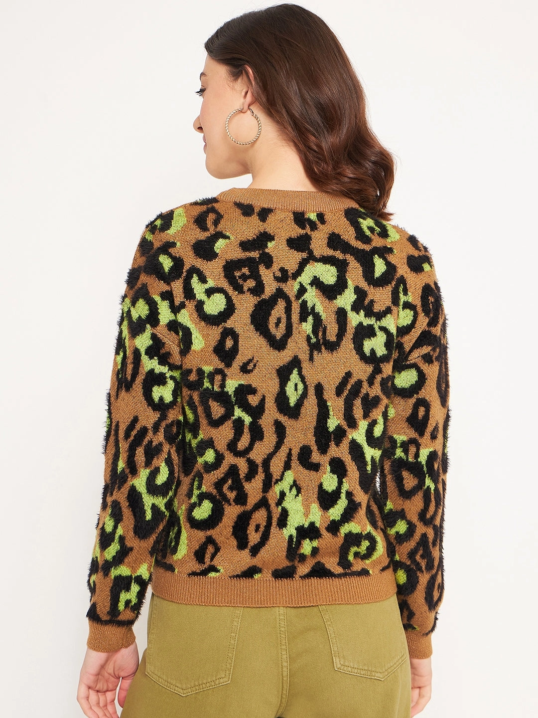 Madame Coffee Animal Printed Sweater Adaptive Fit Silhouette Cozy and trendy