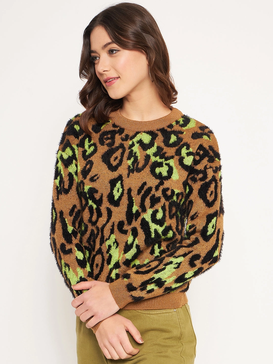 Madame Coffee Animal Printed Sweater Resilient Stretch Fabric