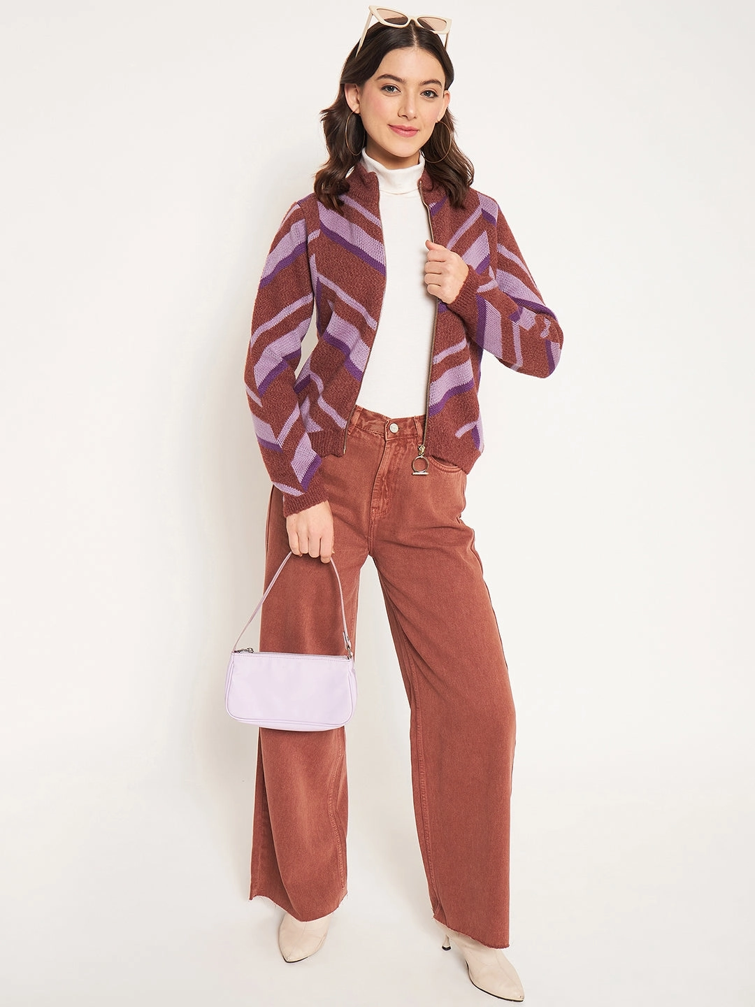 Abrasion Resistant Edging Cold Weather Fashion Madame Coffee High Neck Sweater