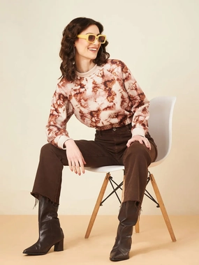 anniversary wear Velvet Madame Coffee Tie Dye Crop Sweatshirt