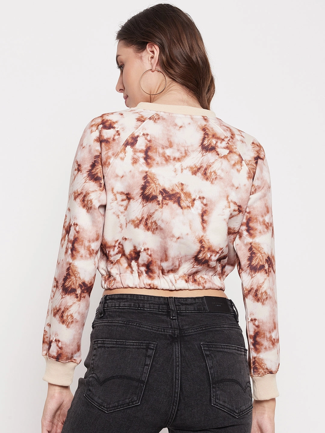 Madame Coffee Tie Dye Crop Sweatshirt Zip Closure Winter Essential