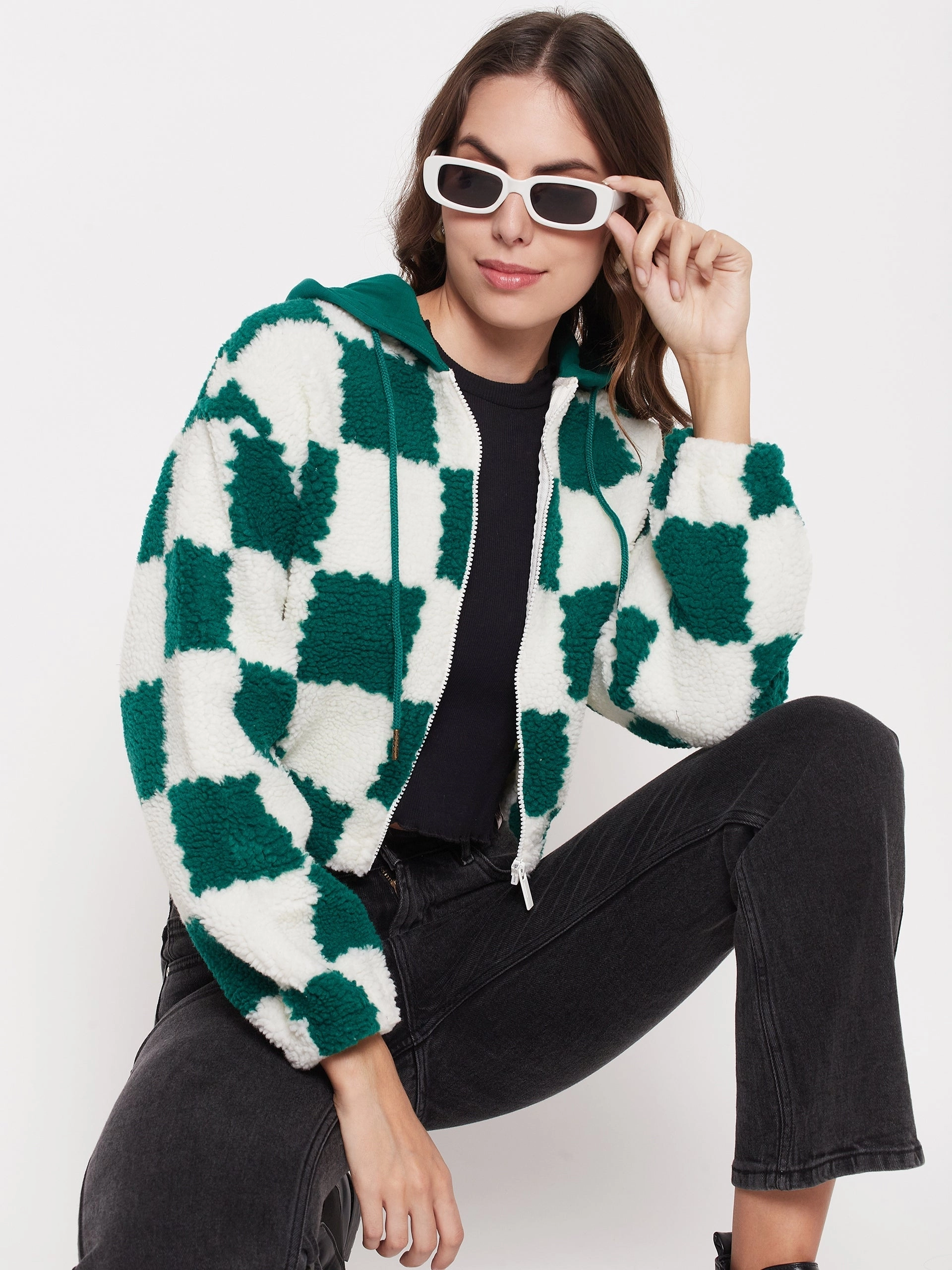 Madame Colour Blocked Bottle Green Sweatshirt Fresh Look