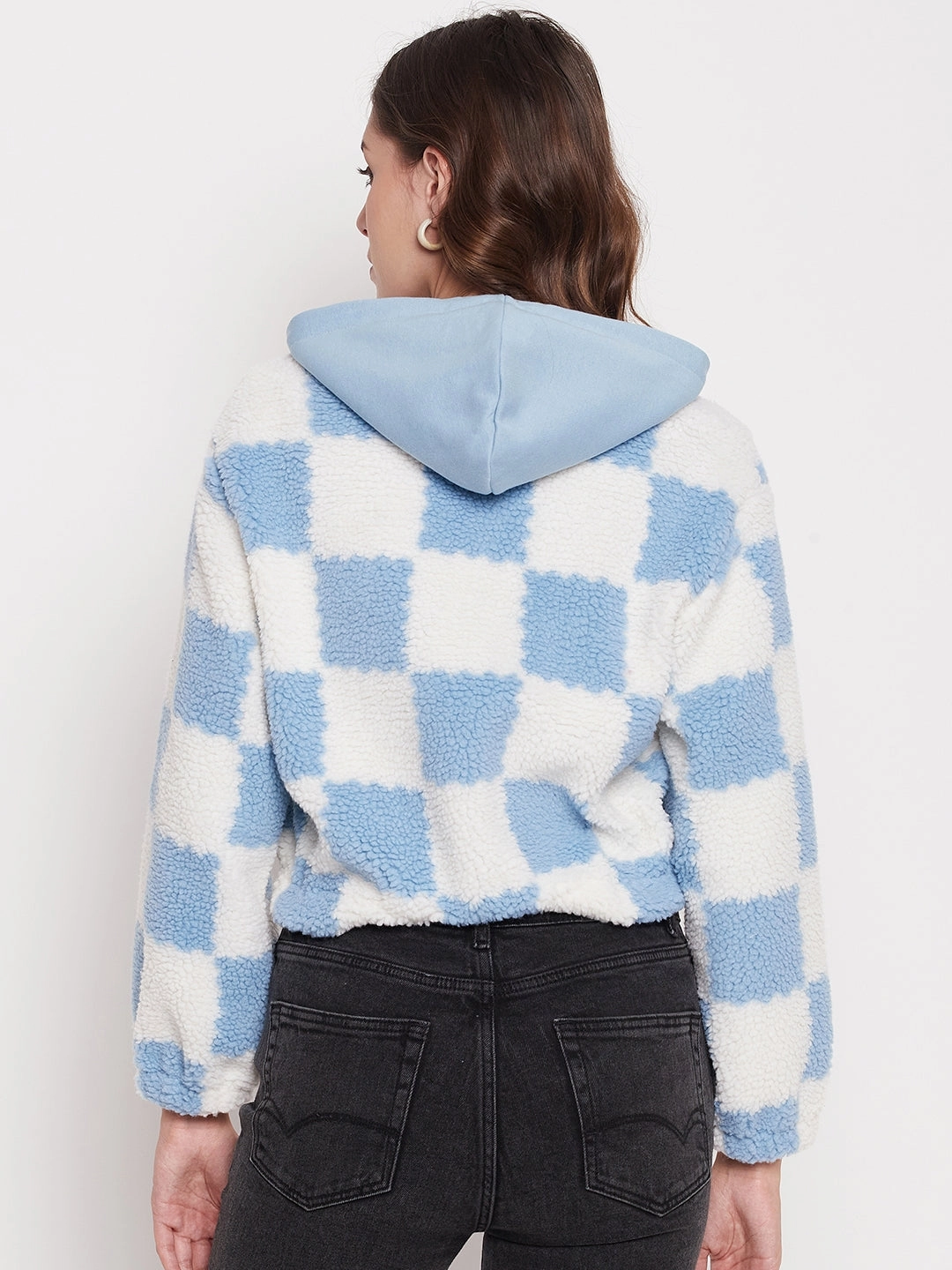Vintage Style Madame Colour Blocked Sky-Blue Sweatshirt