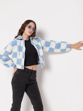 suitable for workouts product pearl elegance Madame Colour Blocked Sky-Blue Sweatshirt