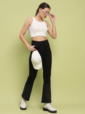 Madame Cotton Blend Black Flared Denim Jeans Streetwear Fan Premium